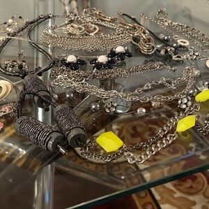 Elegant Silverstone Necklaces Set with various Styles, Lot of 16 Necklaces